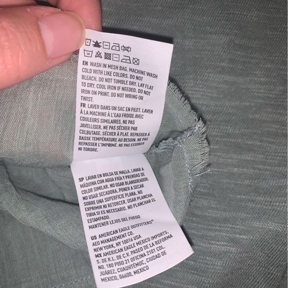 NWOT American Eagle Outfitters AE Sage Green Ruffle Peplum Hem V Neck Tank Top S - Picture 11 of 11